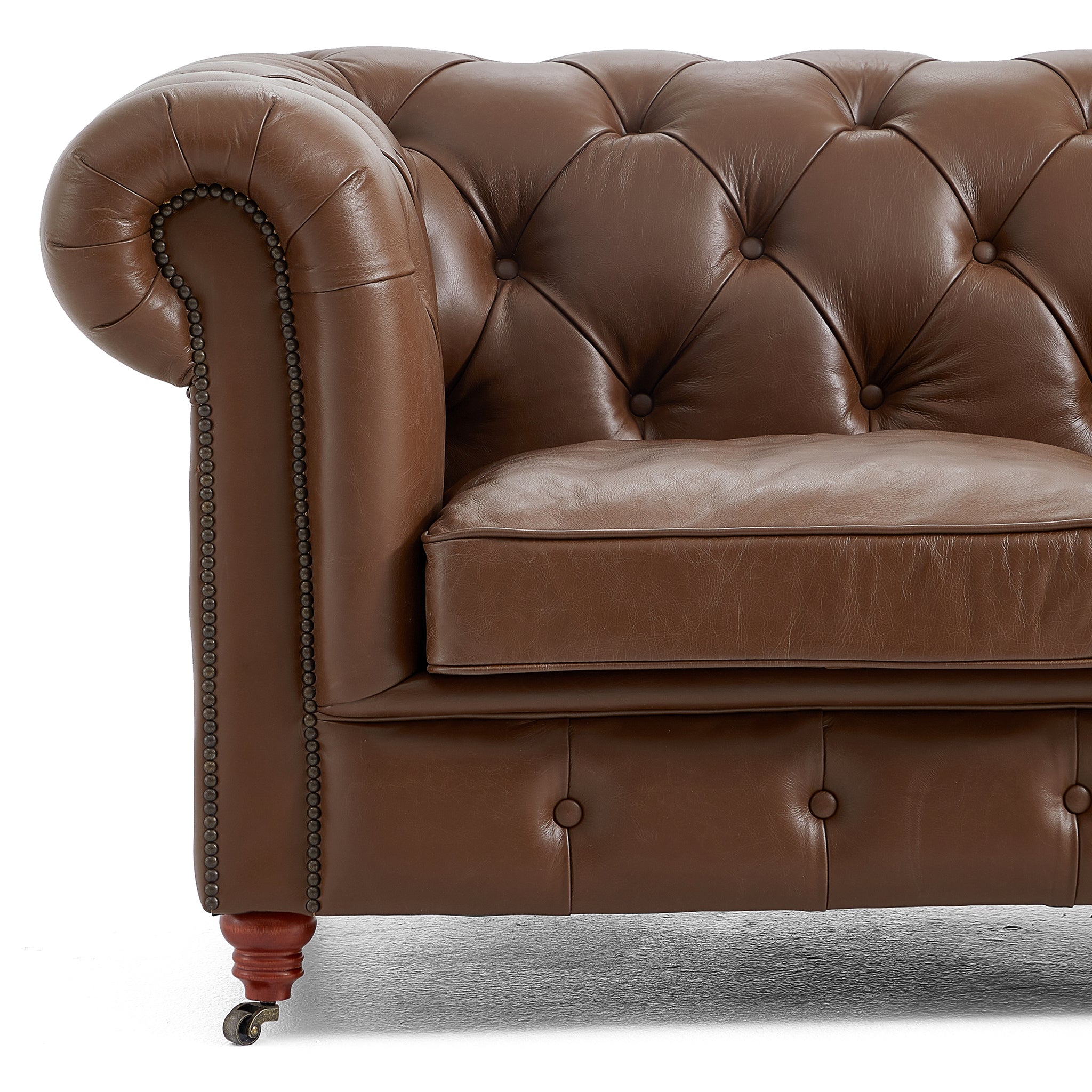 Durango Chesterfield Brown Top Grain Leather Tufted Sofa