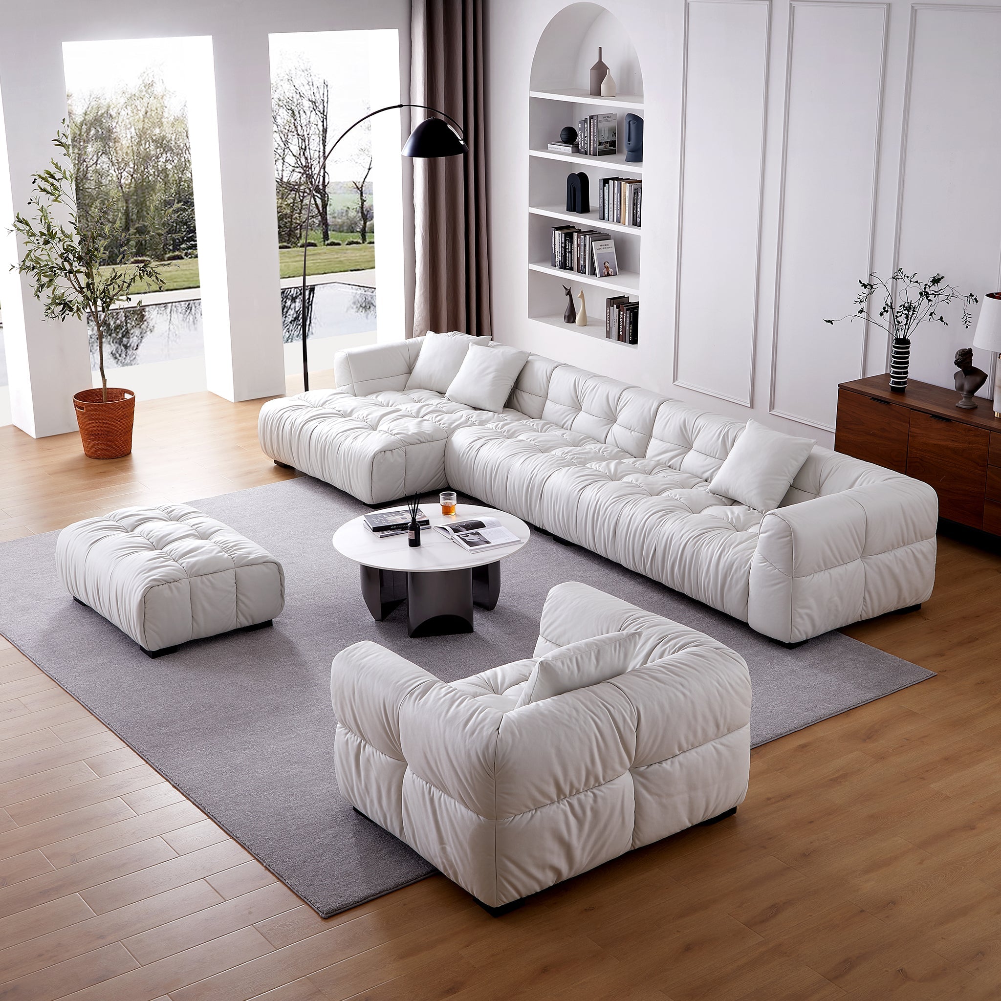 Boba Cream Leathaire Sectional Set