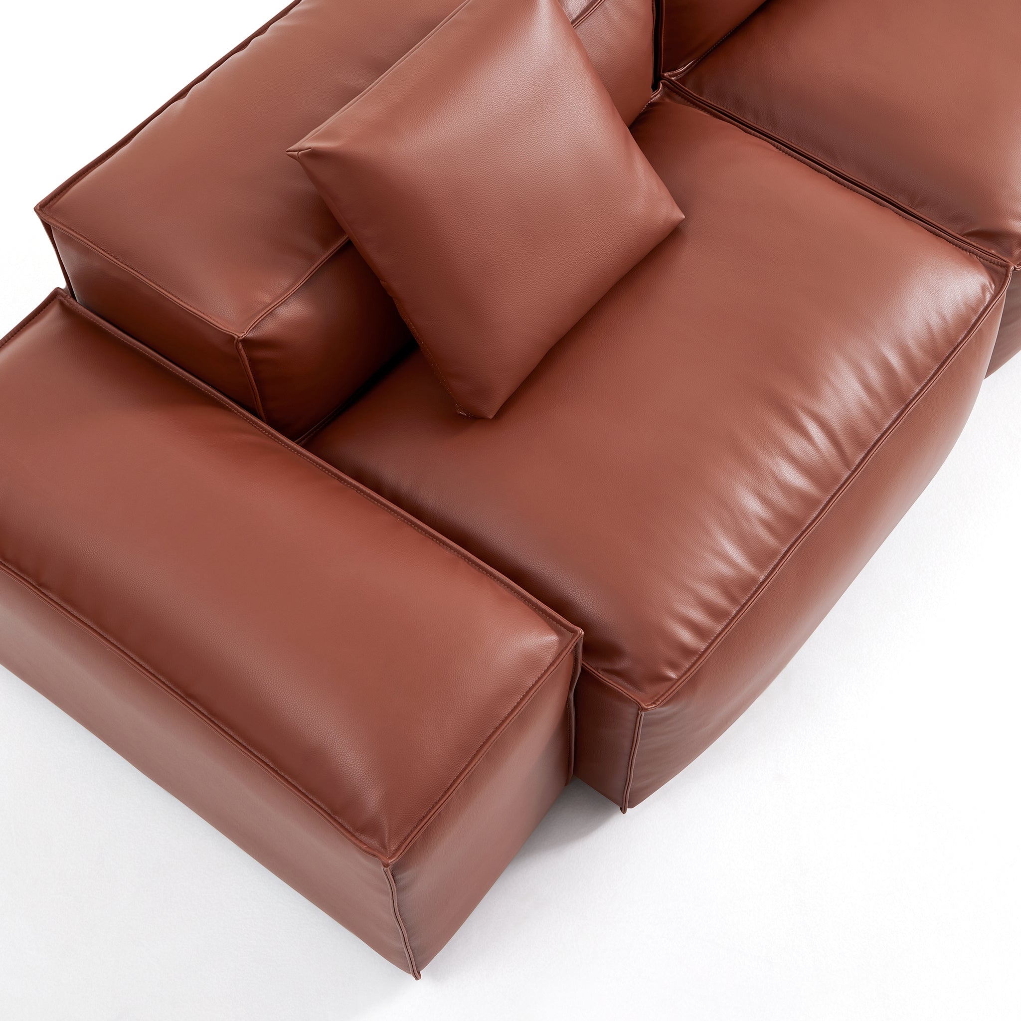 Flex Modular Brown Genuine Leather Double-Sided Sectional