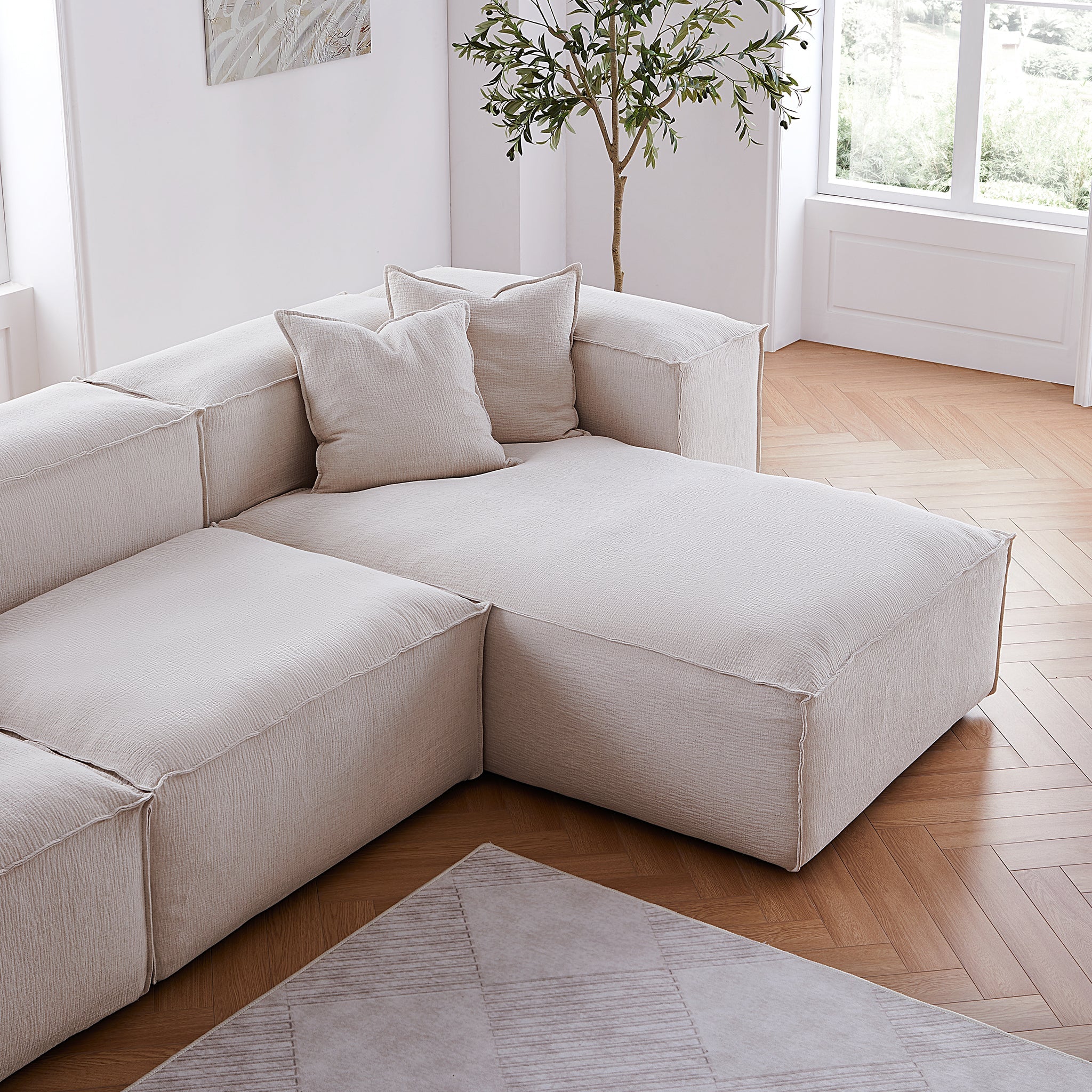 Freedom Modular White Double-Sided Sectional Sofa