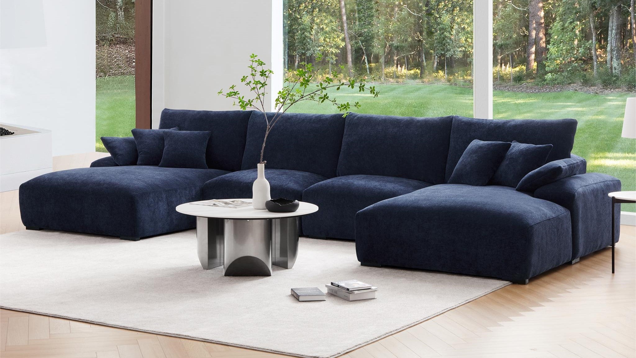 The Empress Navy Blue U-Shaped Sectional