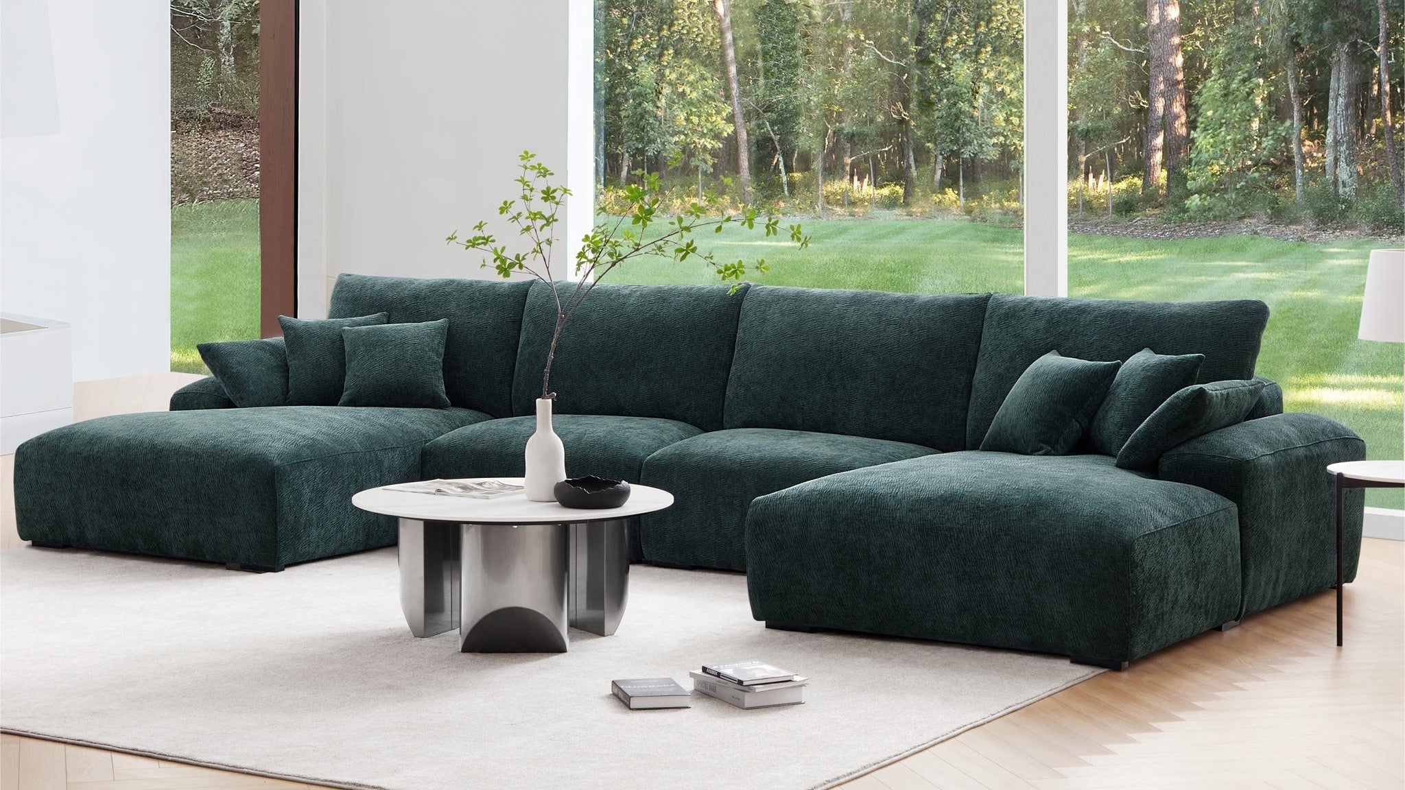 The Empress Green U-Shaped Sectional