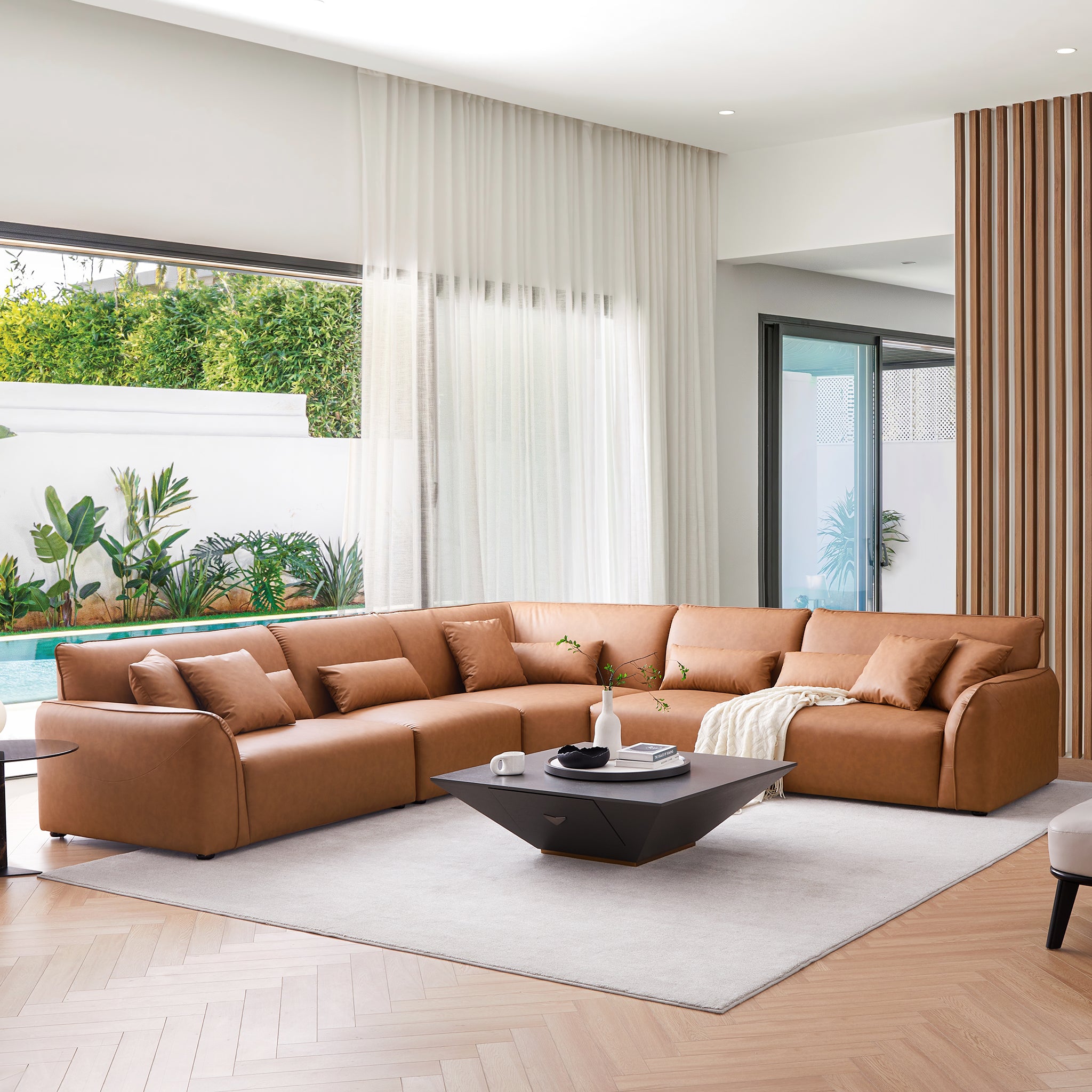 Milano Moda Minimalist Brown Corner Sofa