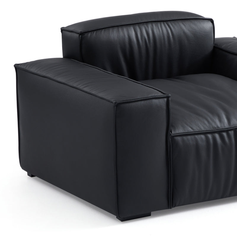 Luxury Minimalist Black Leather Armchair