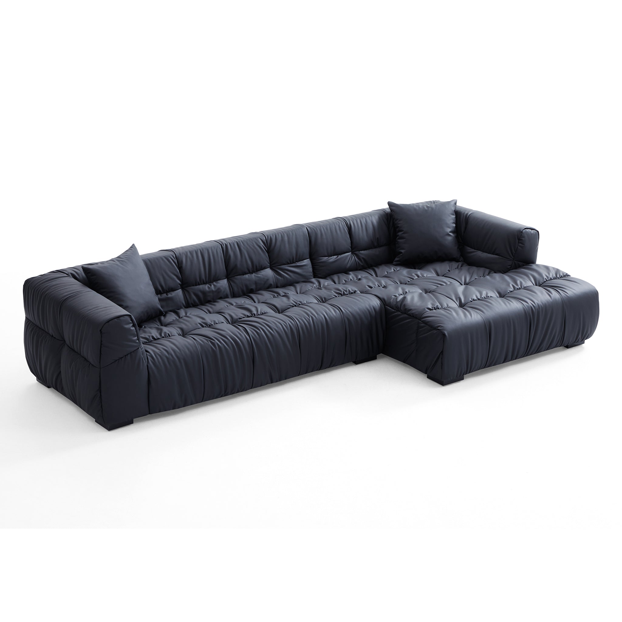 Boba Black Leathaire Sectional