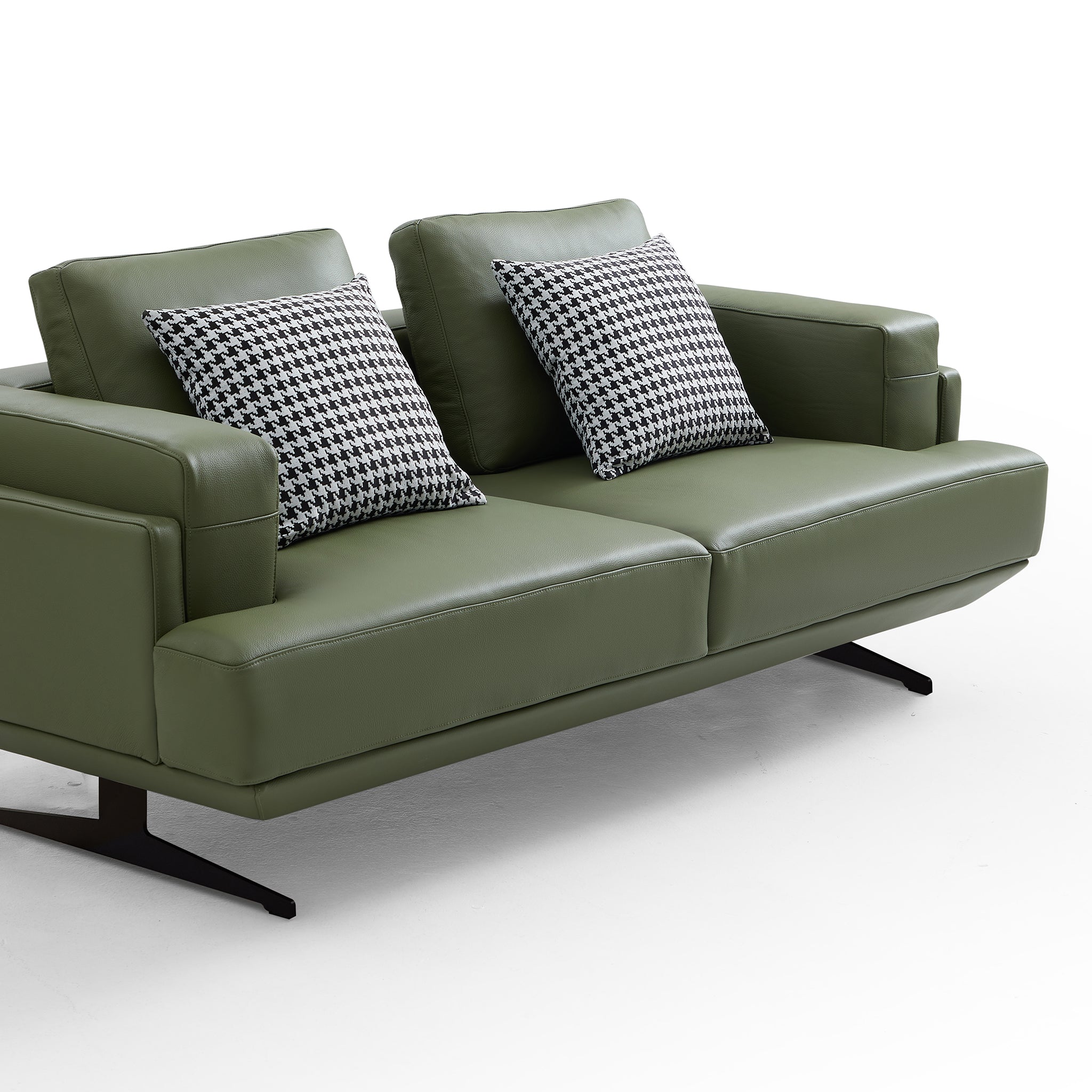 Olivia Green Top Grain Genuine Leather Sofa Set