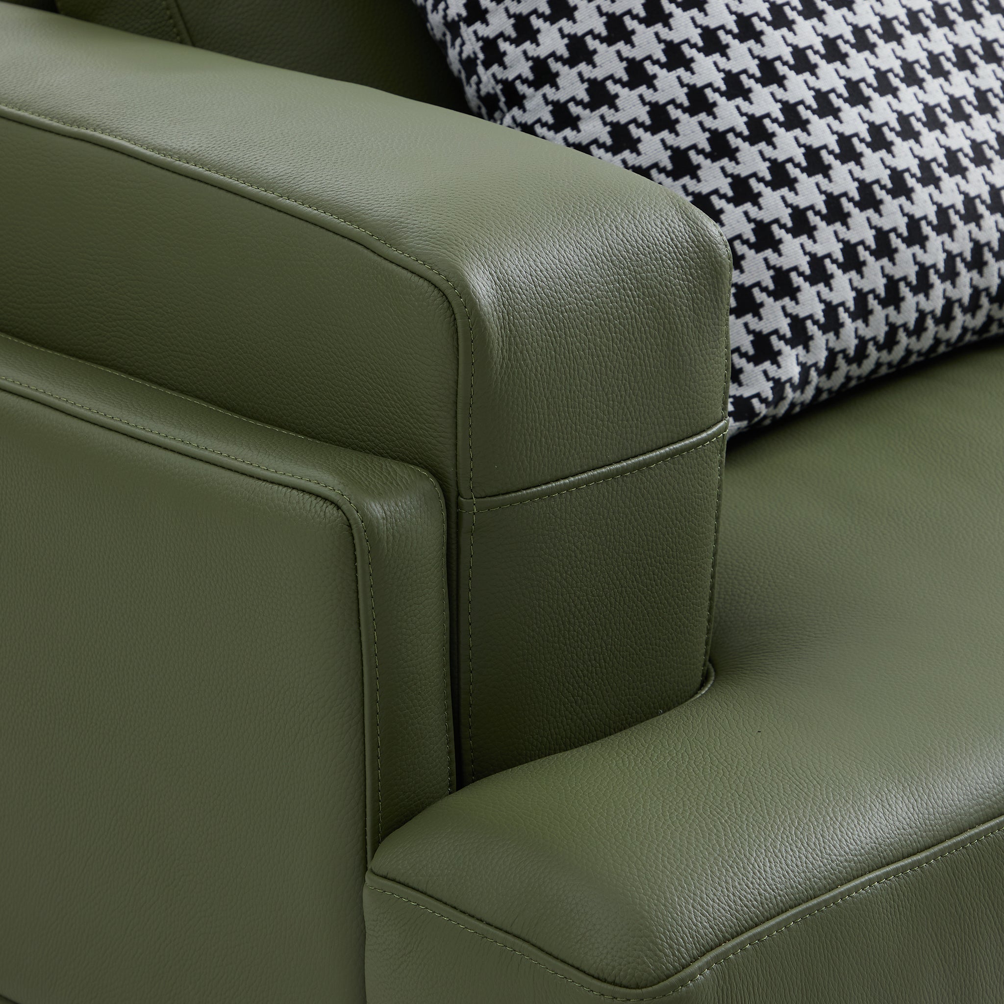 Olivia Green Top Grain Genuine Leather Sofa Set