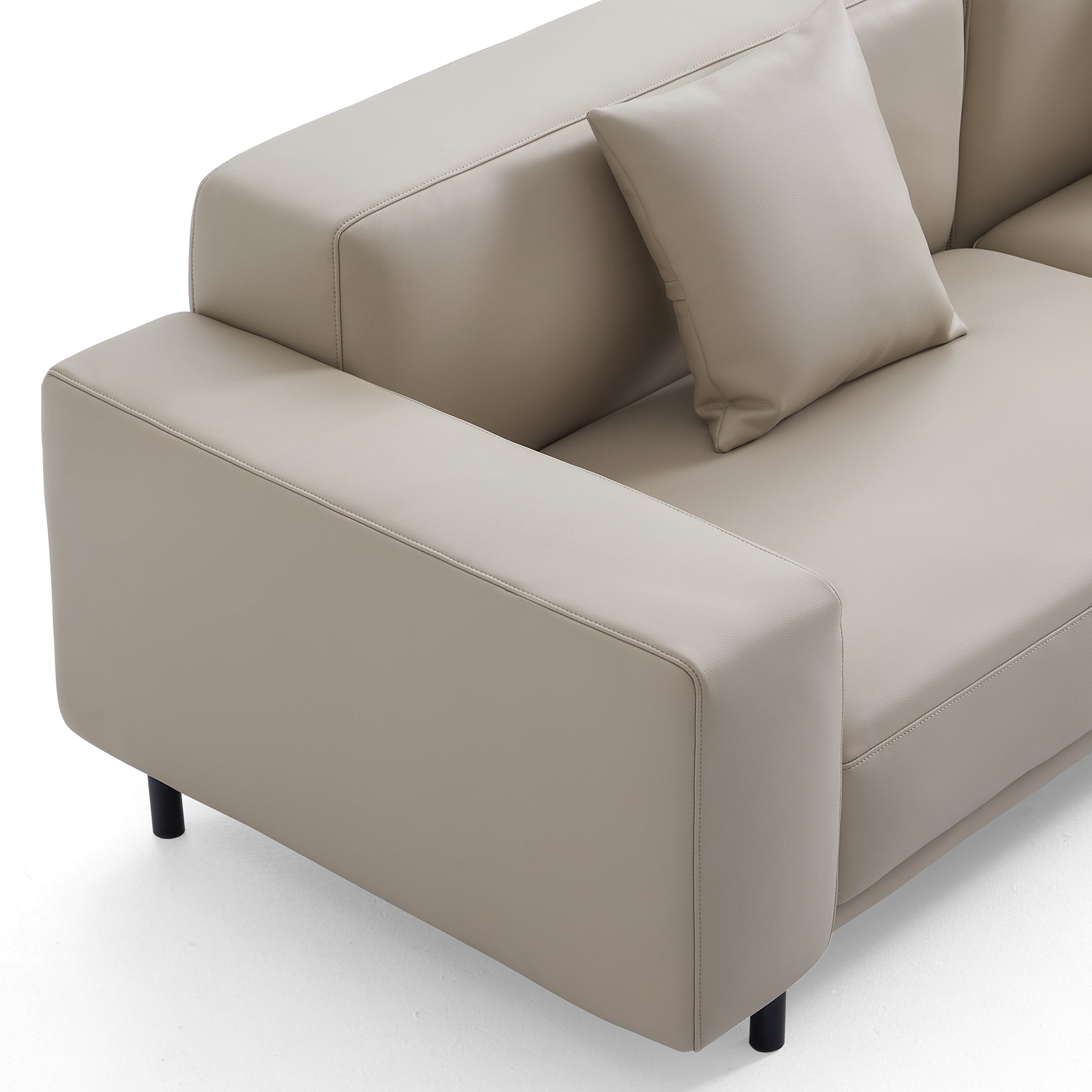 Noble Beige Leather Sofa Set