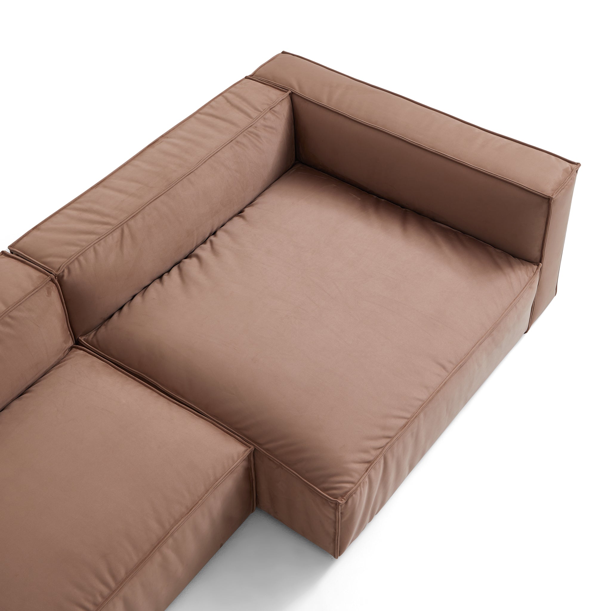 Luxury Minimalist Brown Fabric Sectional Set
