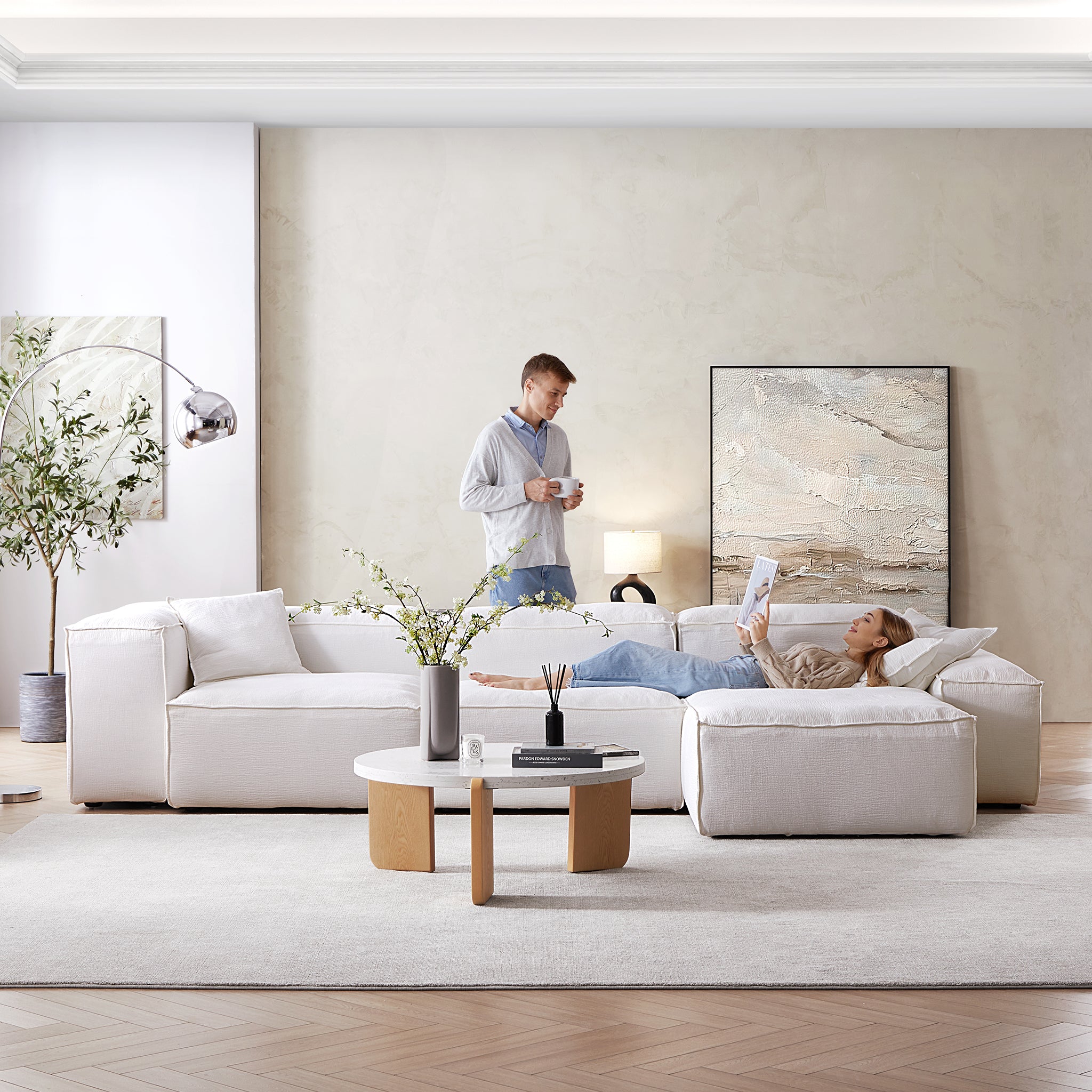 Freedom Modular White Sectional Sofa