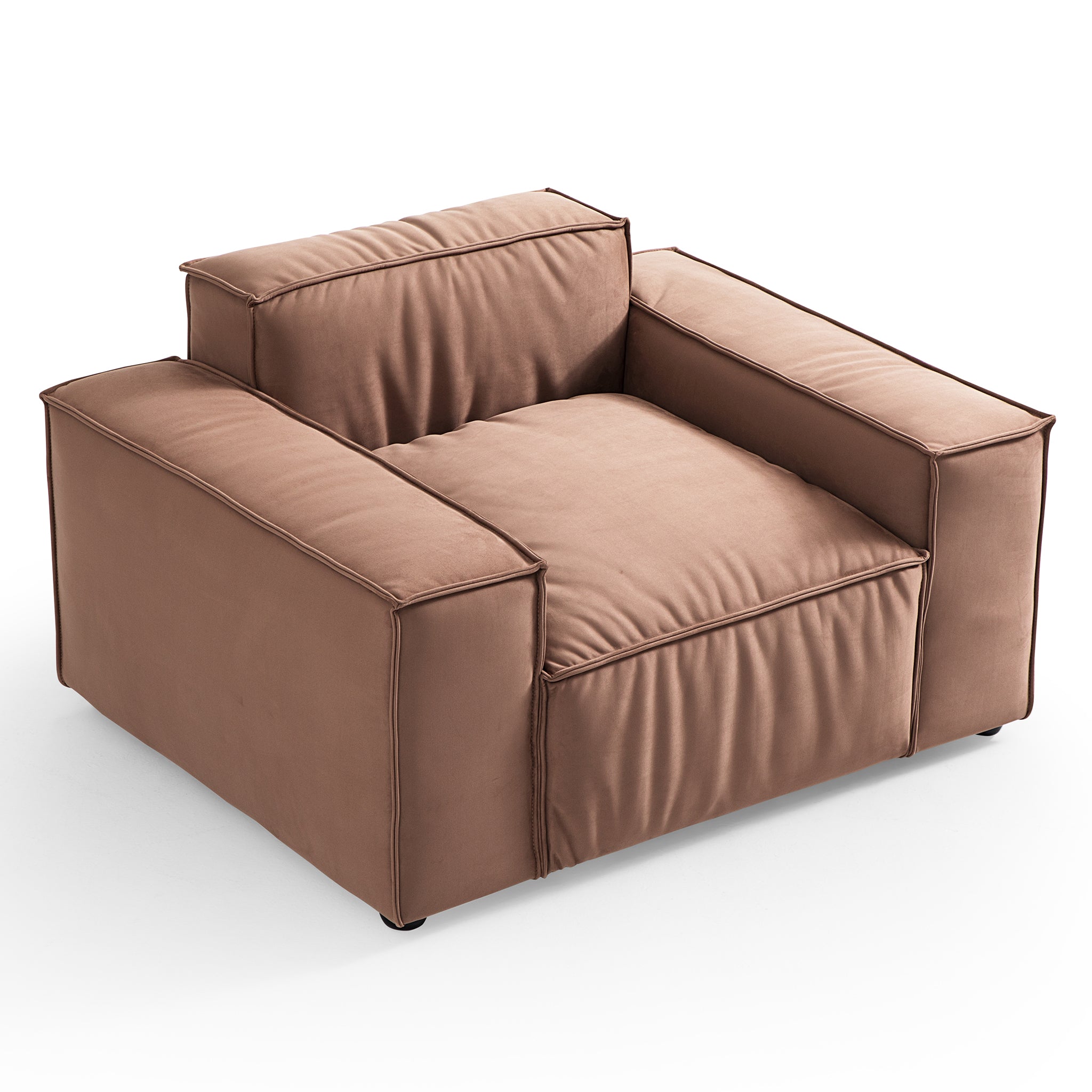Luxury Minimalist Brown Leather Armchair