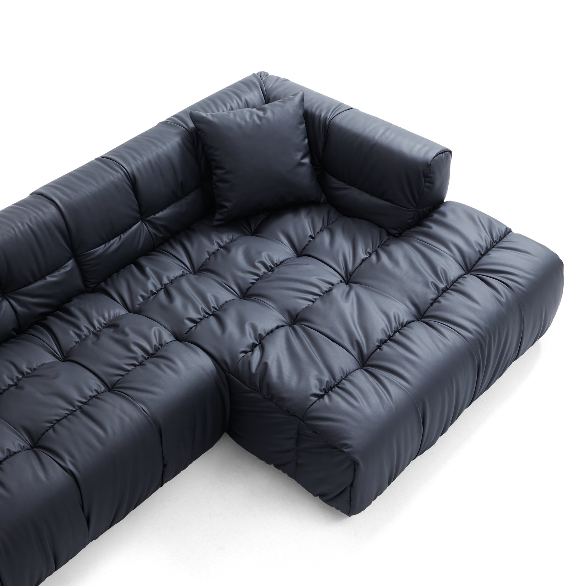 Boba Black Leathaire Sectional