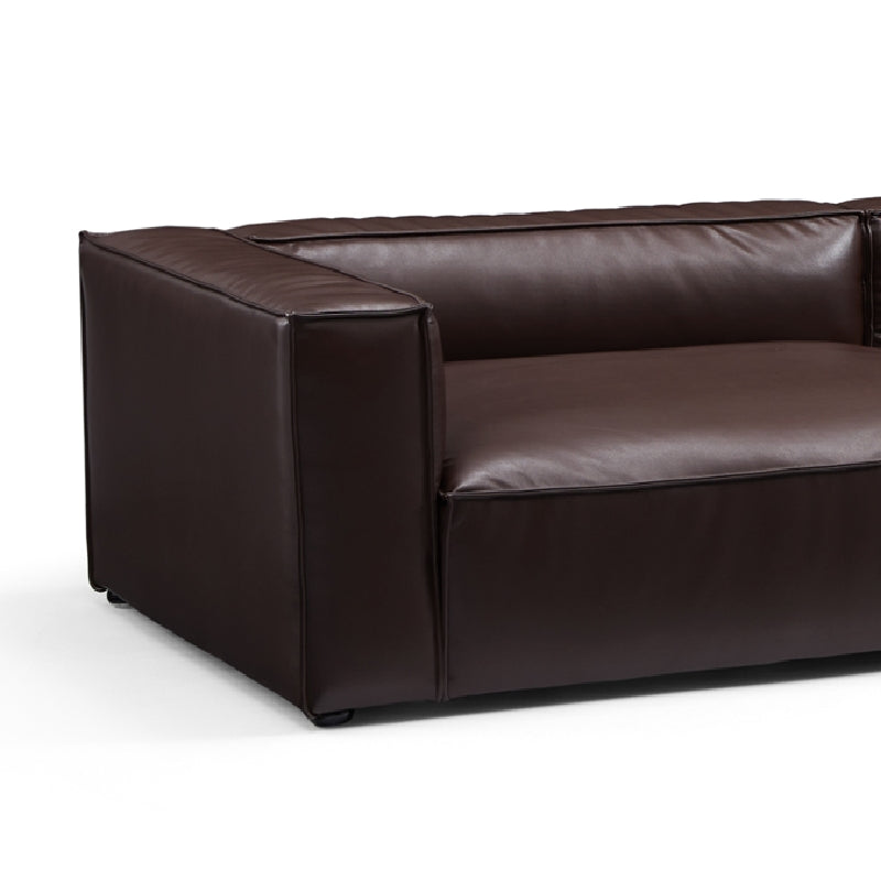 Luxury Minimalist Dark Brown Leather Daybed Sofa