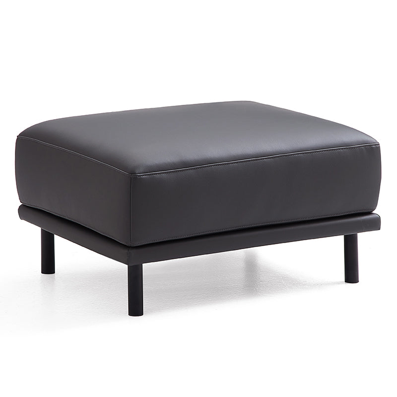 Noble Dark Gray Leather Sofa with Ottoman