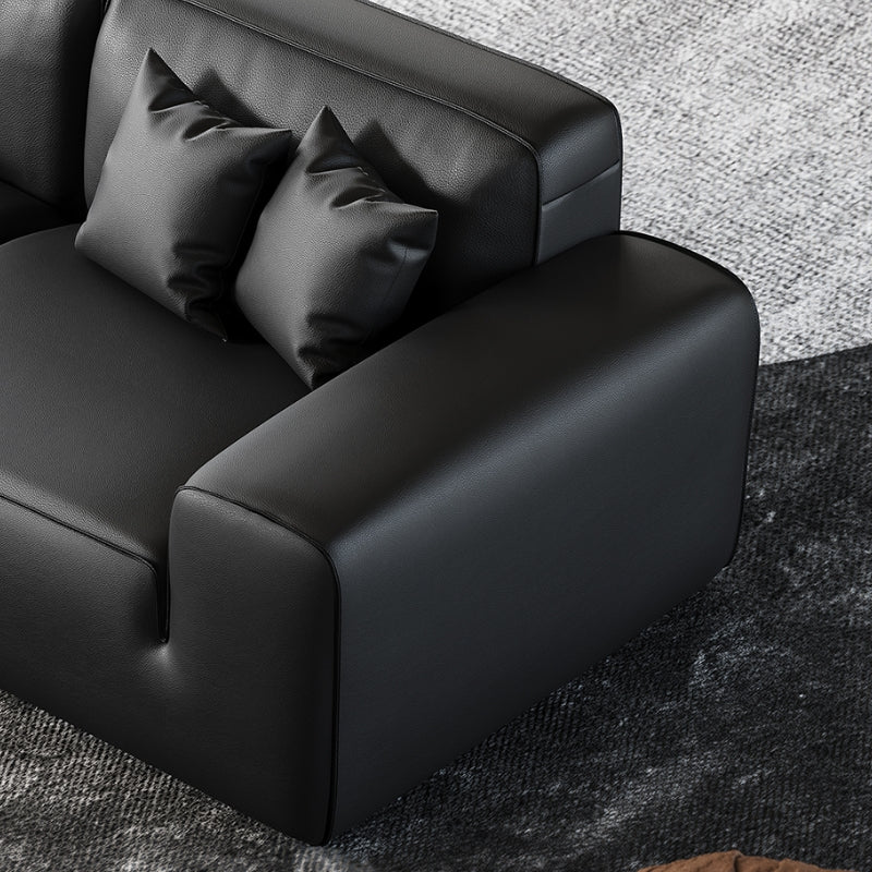 Domus Modular Black Leather Sofa Set