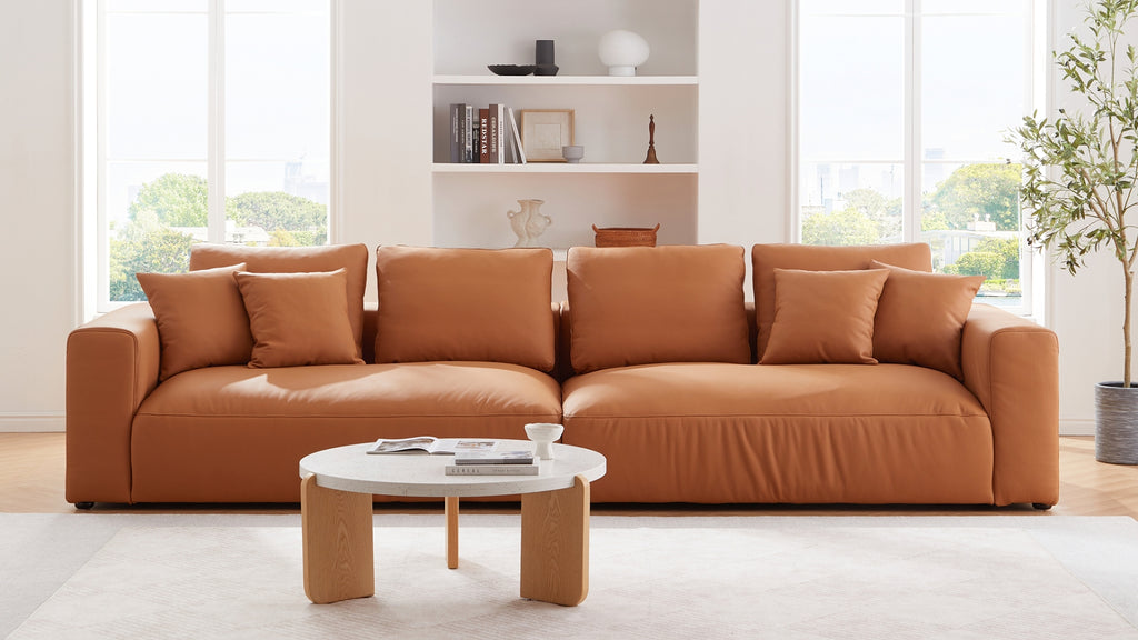Nathan Modular Orange Leather Sofa