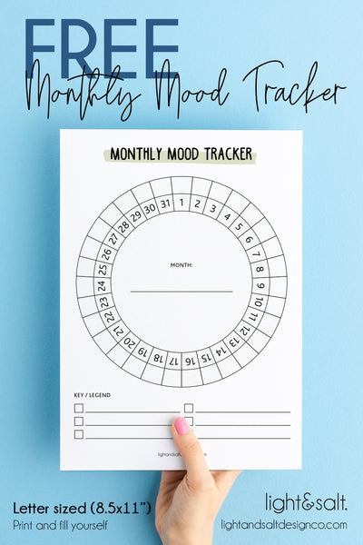 Printable monthly mood tracker