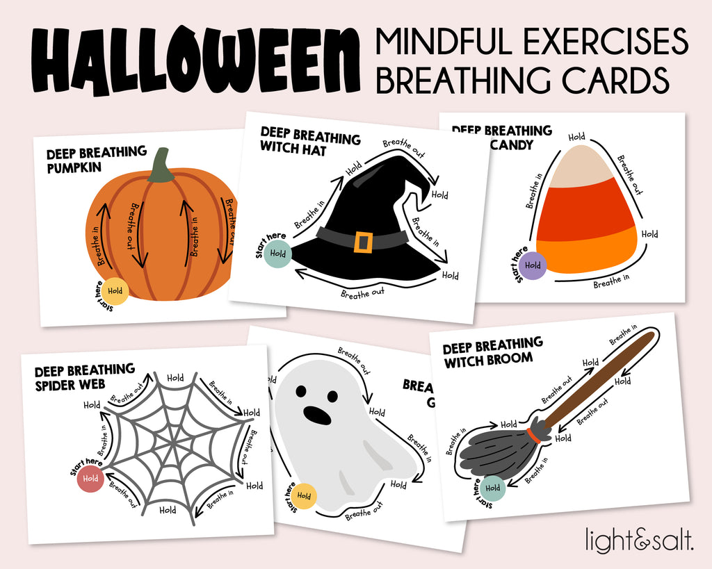 Halloween mindfulness breathing exercises cards