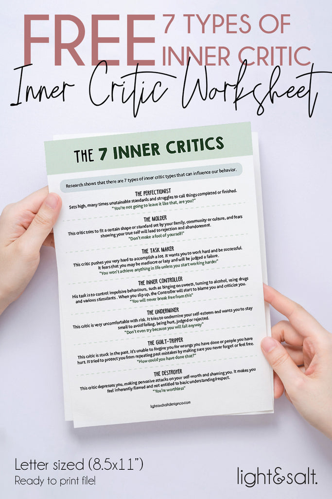 7 types of inner critic printable