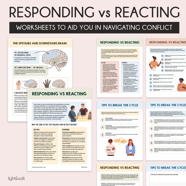 responding vs reacting worksheets