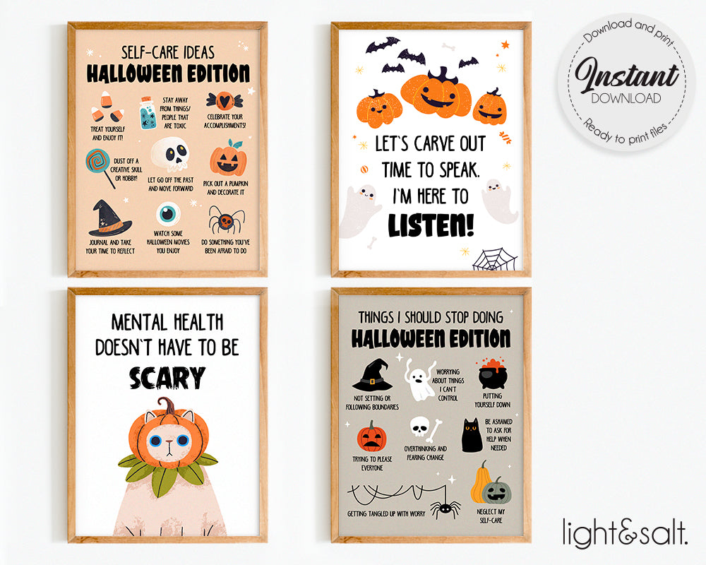 Halloween set of 4 mental health posters