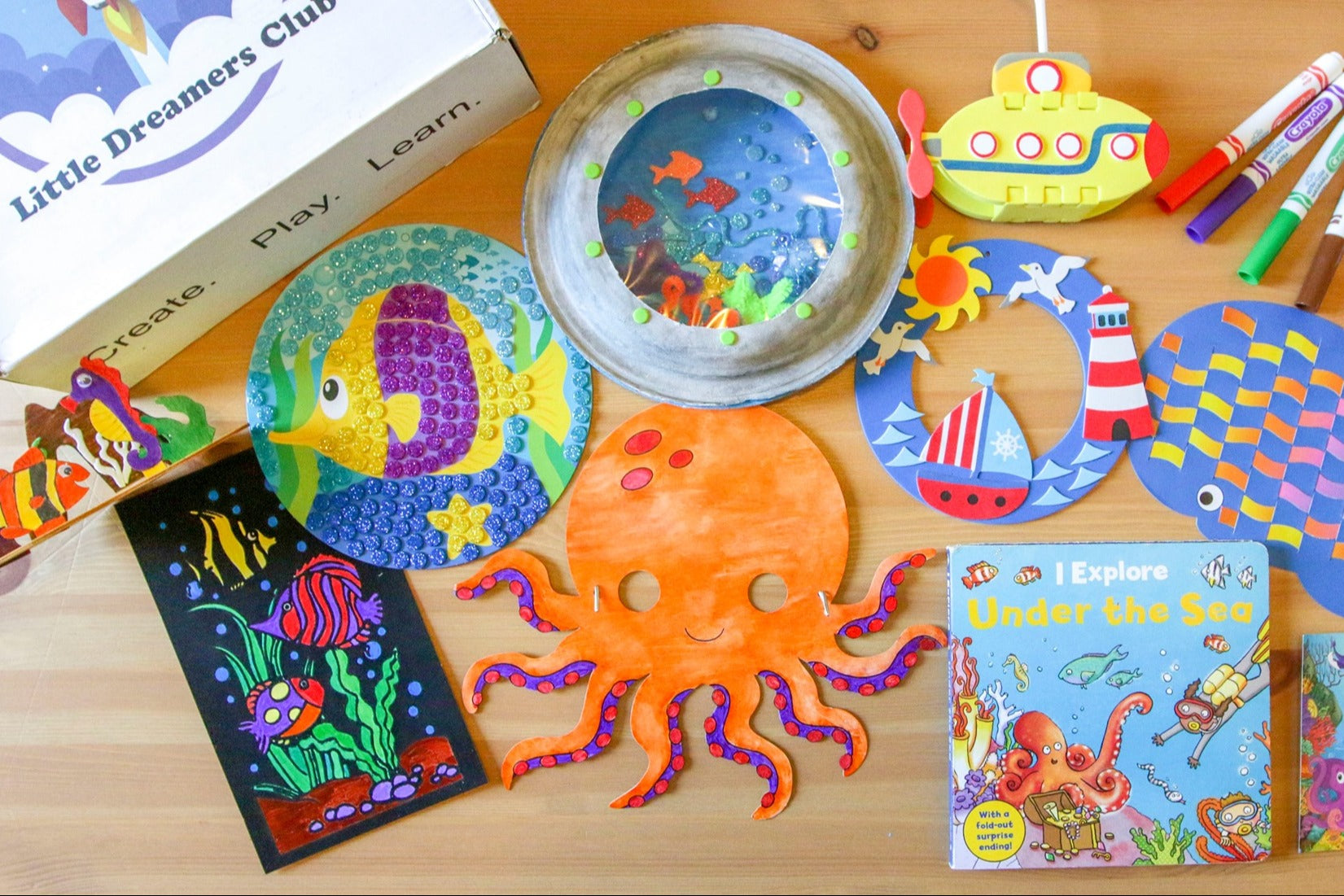 Kraftic Arts And Crafts Supplies Set For Kids Ages 4-8, Giftable Art Box  With 2