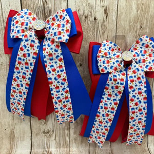 Horse Show Bows - 4th of July - USA - Popsicles - Red White - Legacy Riders Equestrian
