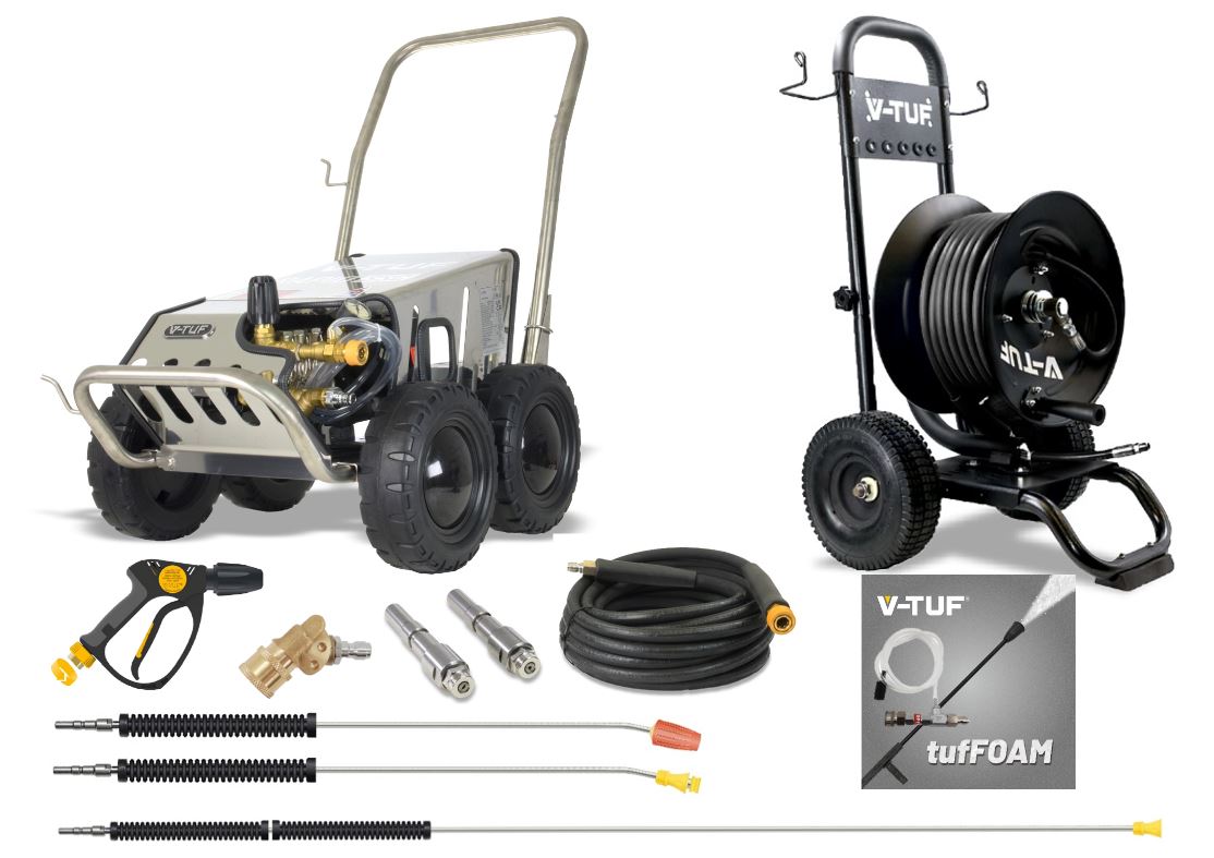 ELECTRIC 415V POWERED COLD STREAM 2175PSI JET WASH PACKAGE