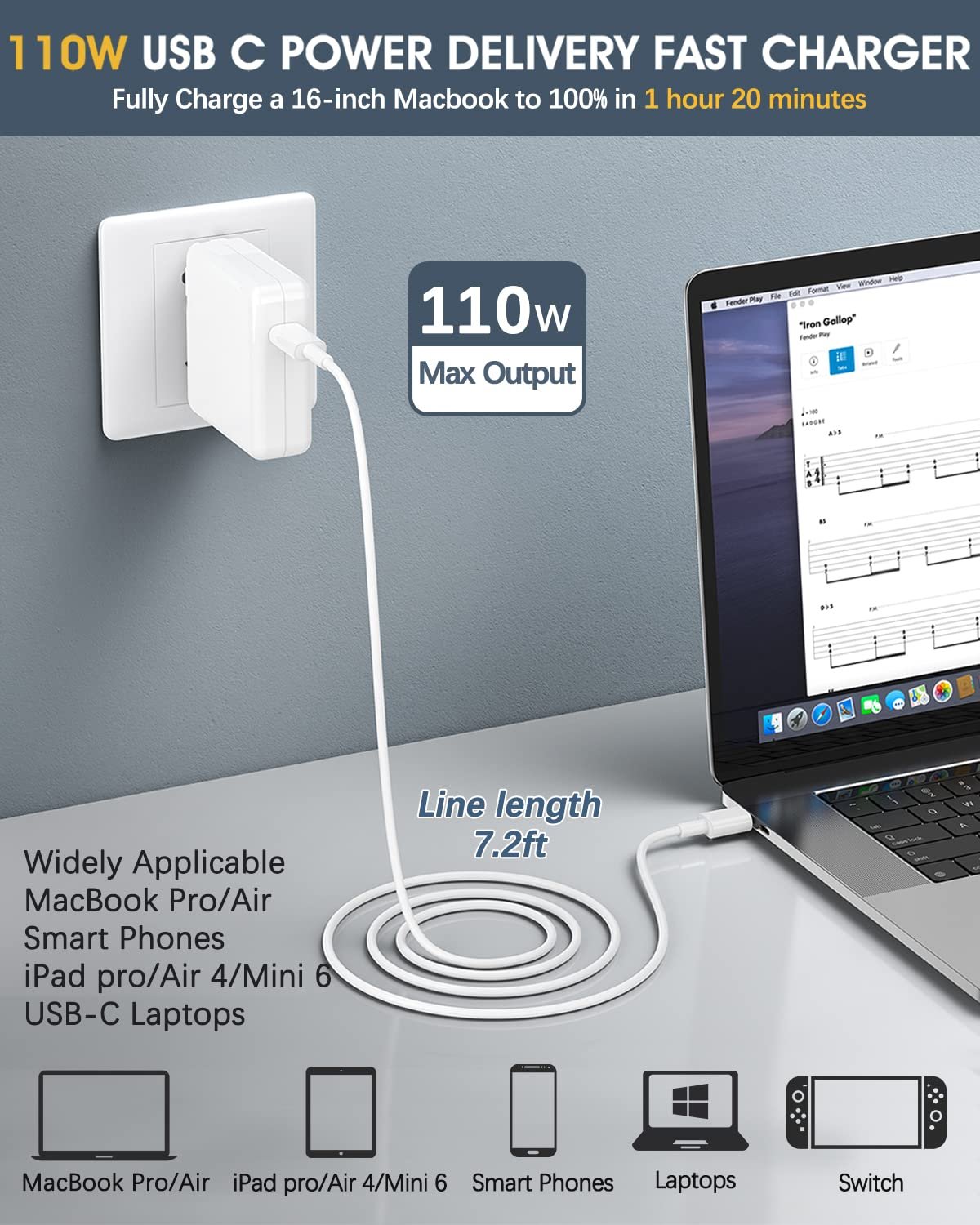 Mac Book Pro Charger 110W USB C Fast Charger Power Adapter – OANDYS