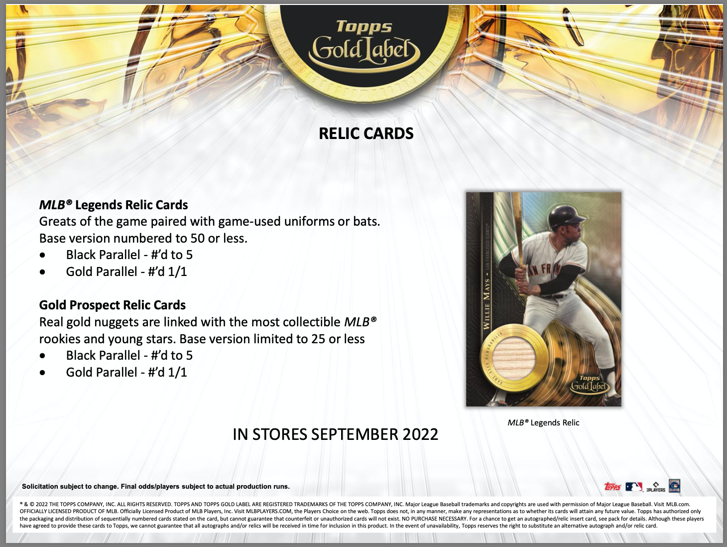 2022 Topps Gold Label Hobby Box (Pre-Sell)