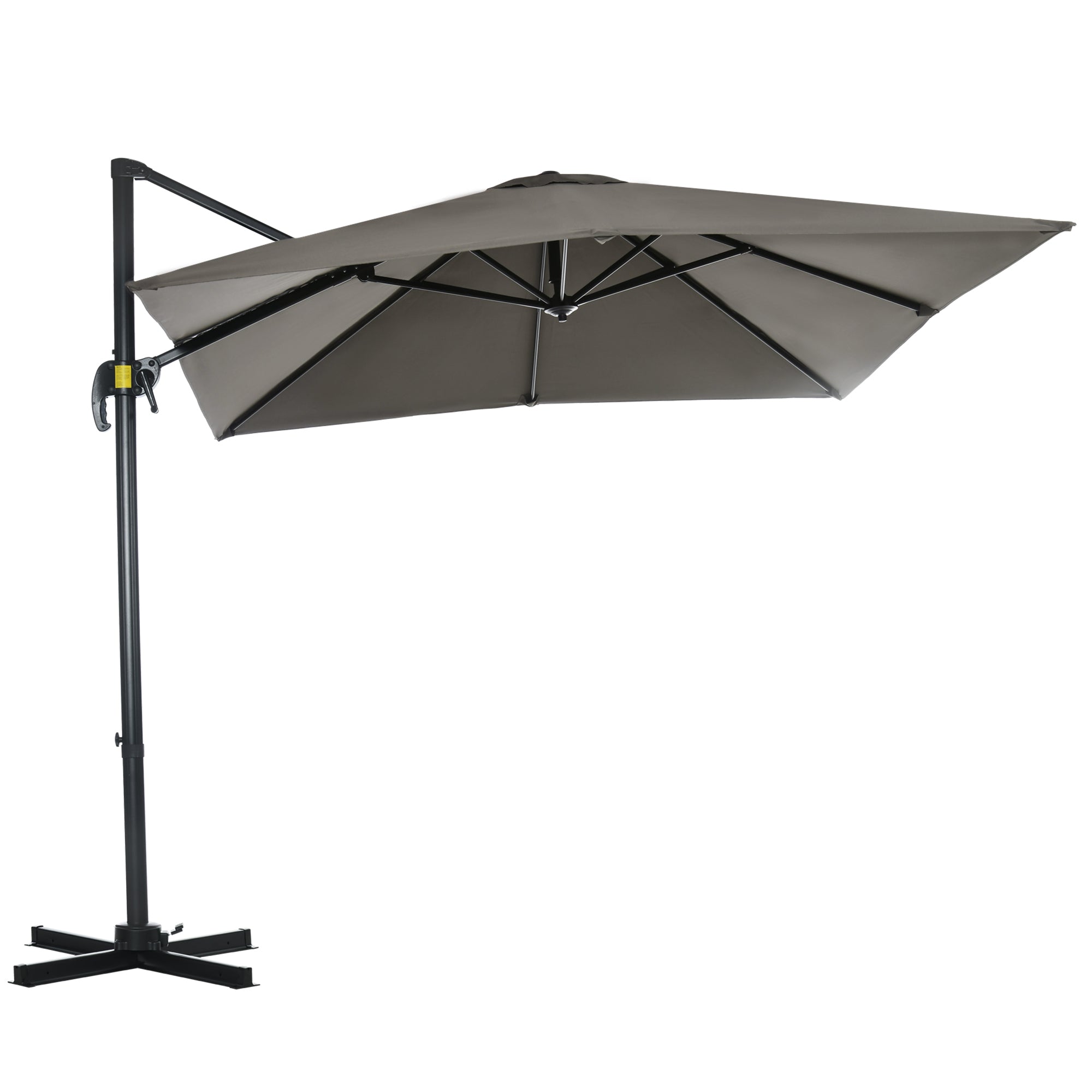 8' x 8' Square Patio Hanging Offset Umbrella with 360° Rotation, Aluminum Outdoor Cantilever Parasol with Crank & Tilt, Sun Canopy Shelter with Cross Base, Light Grey - Image 2