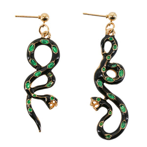 Serpent, Snake Earring, Black/Green - Immortal Forest