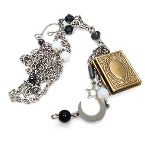 Astro Grimoire: Celestial Spellbook Locket Charm Necklace - Immortal Forest