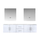 Geneva Transitional Glossy White 80" Double Vanity with 30" Led Mirrors | LG192280DMDSLM30