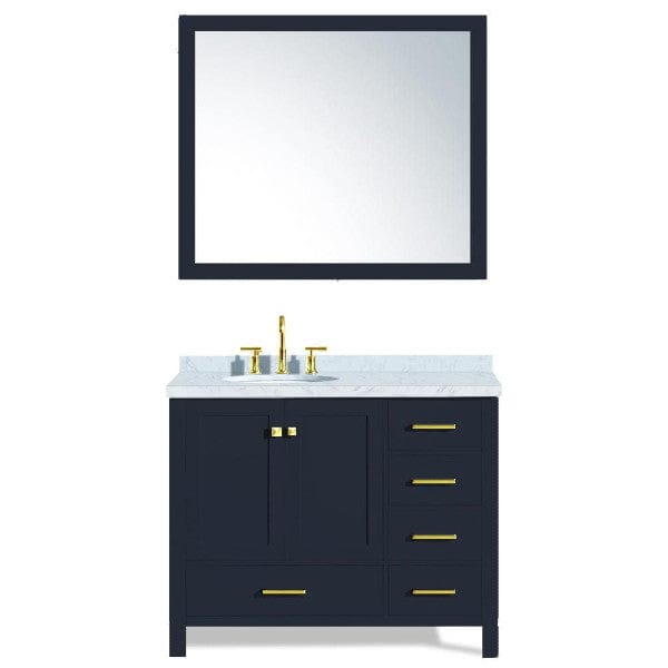 Ariel Cambridge 43" Modern Midnight Blue Left Offset Single Oval Sink Vanity Set
