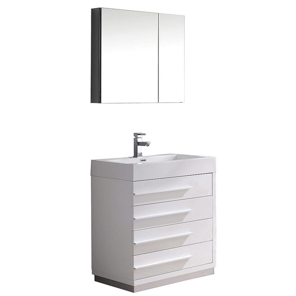 Fresca FVN5023WH Parma Pedestal Bathroom Sink with Medicine Cabinet -  Faucets, Mosaic, Kitchen Supplies