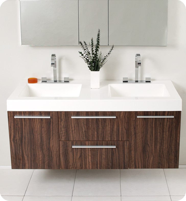 Fvn8013gw Fresca Opulento Walnut Modern Double Sink Bathroom Vanity W Medicine Cabinet 