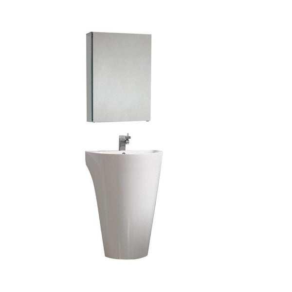 Fresca Messina 16 White Pedestal Sink W Medicine Cabinet - Modern Bathroom Vanity