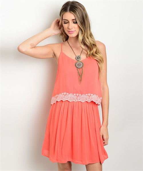 LARGE Coral White Dress – Zelle Boutique