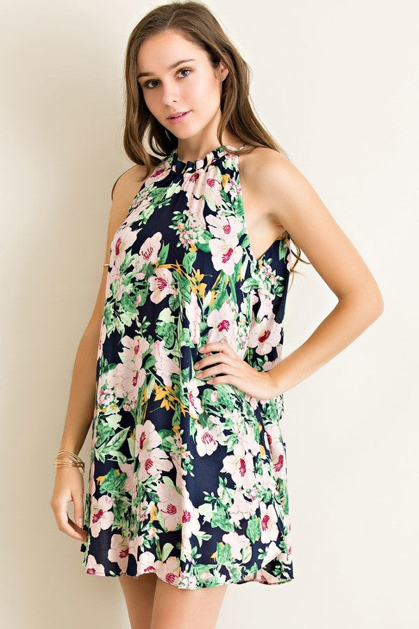 LARGE Entro Floral Print Dress - Navy – Zelle Boutique