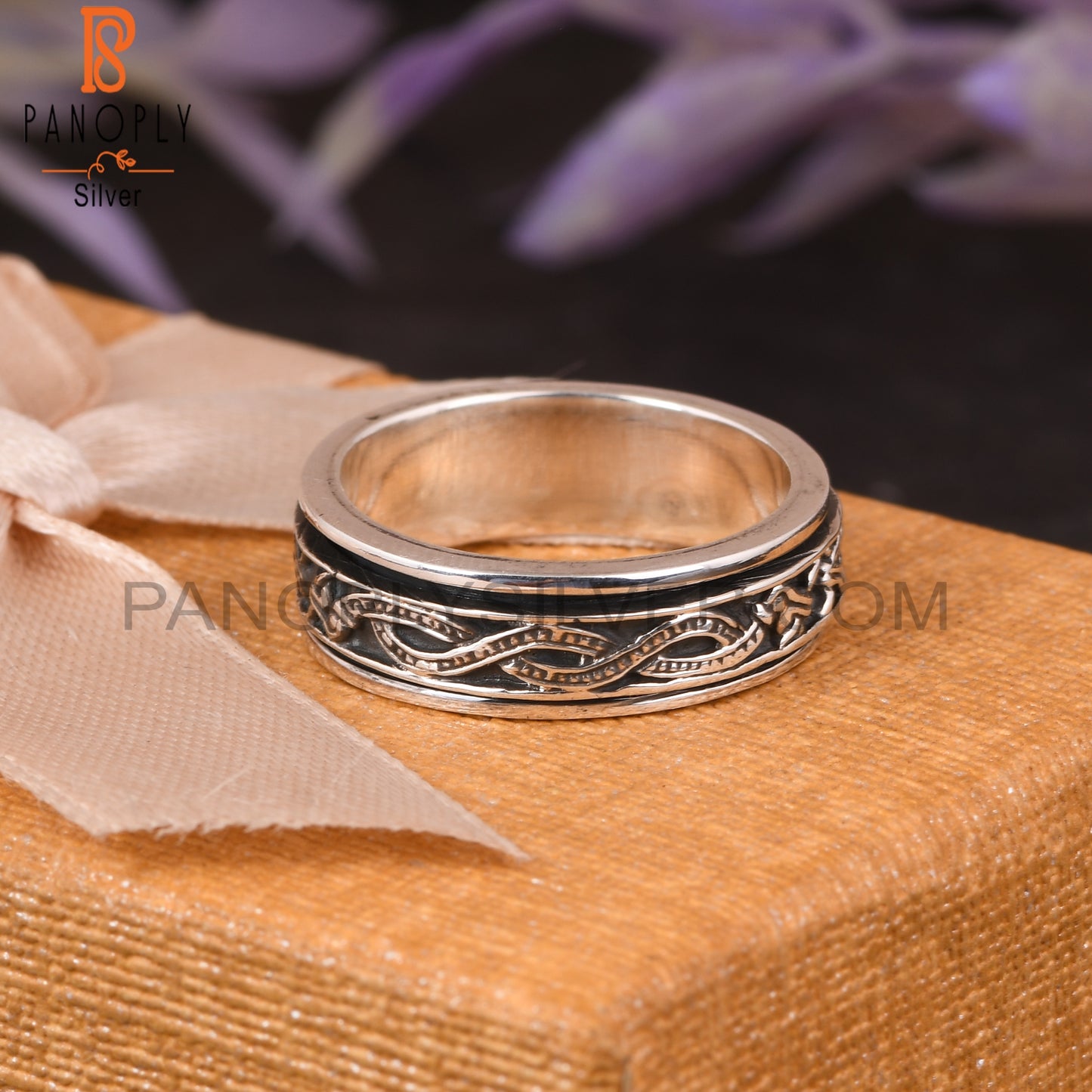 925 Handmade Sterling Silver Oxidised Ring With Loop Groove Designer In The Plain Ring Jewelry