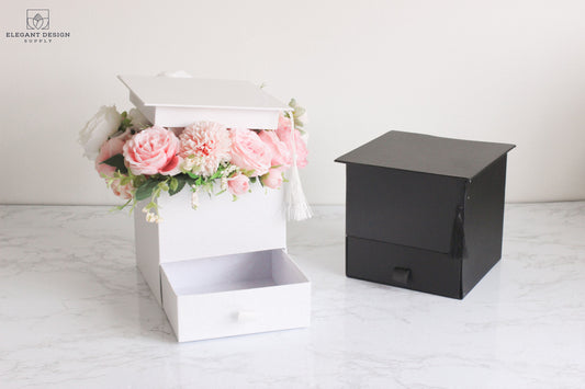 Pearly Round Flower Hat Box with Tassel, Flower Packaging