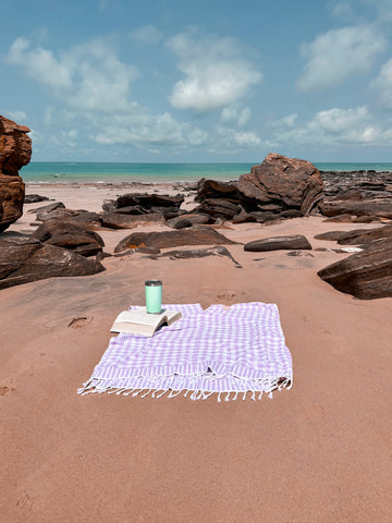 Organic cotton. beach tunic. beach towel. changing towel. swimwear fashion. Travel towel. Cover up. Turkish towel. Surf towel without hood. Pool robe. Changing robe. Organic fashion. Western australia road trip, red dirt blue skyes