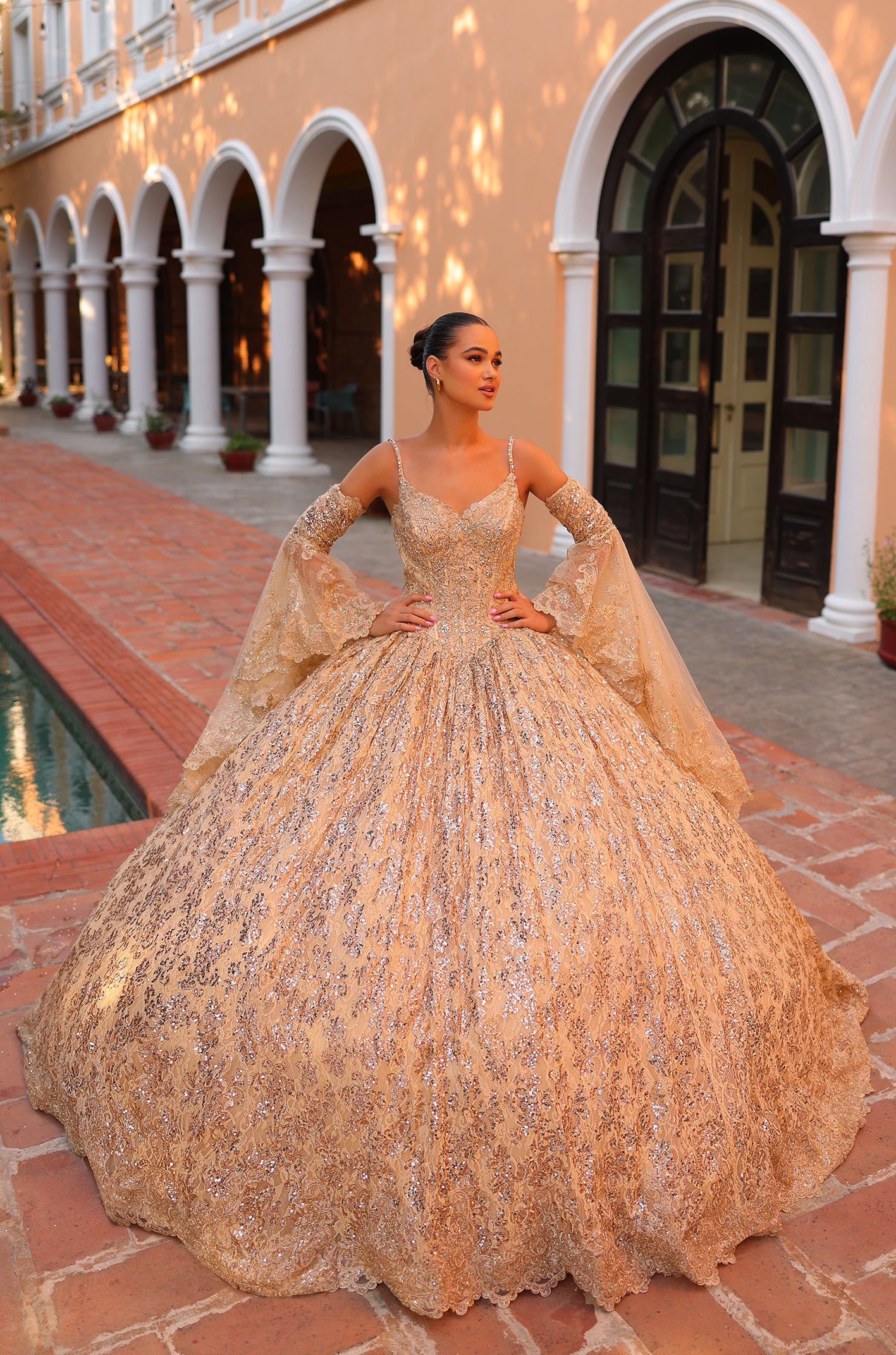 quince era rose gold dress