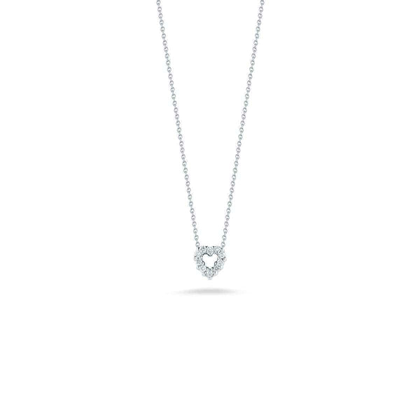 18k White Gold & Diamond Heart Necklace - 001616AWCHX0 - Roberto Coin