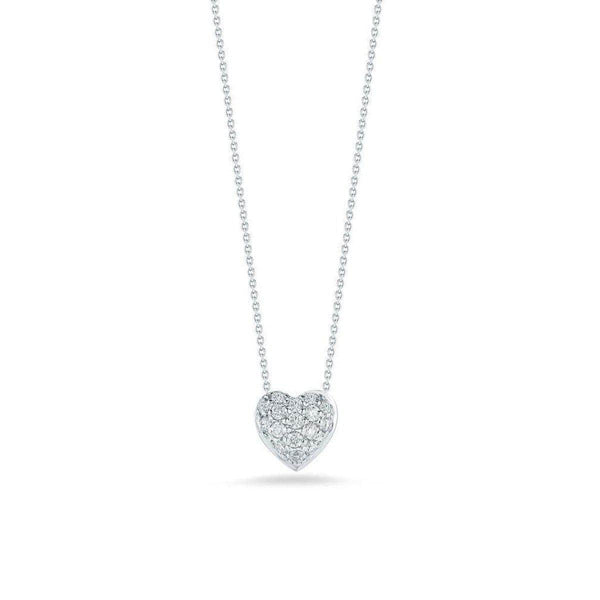 18k White Gold & Diamond Heart Necklace - 001549AWCHX0 - Roberto Coin