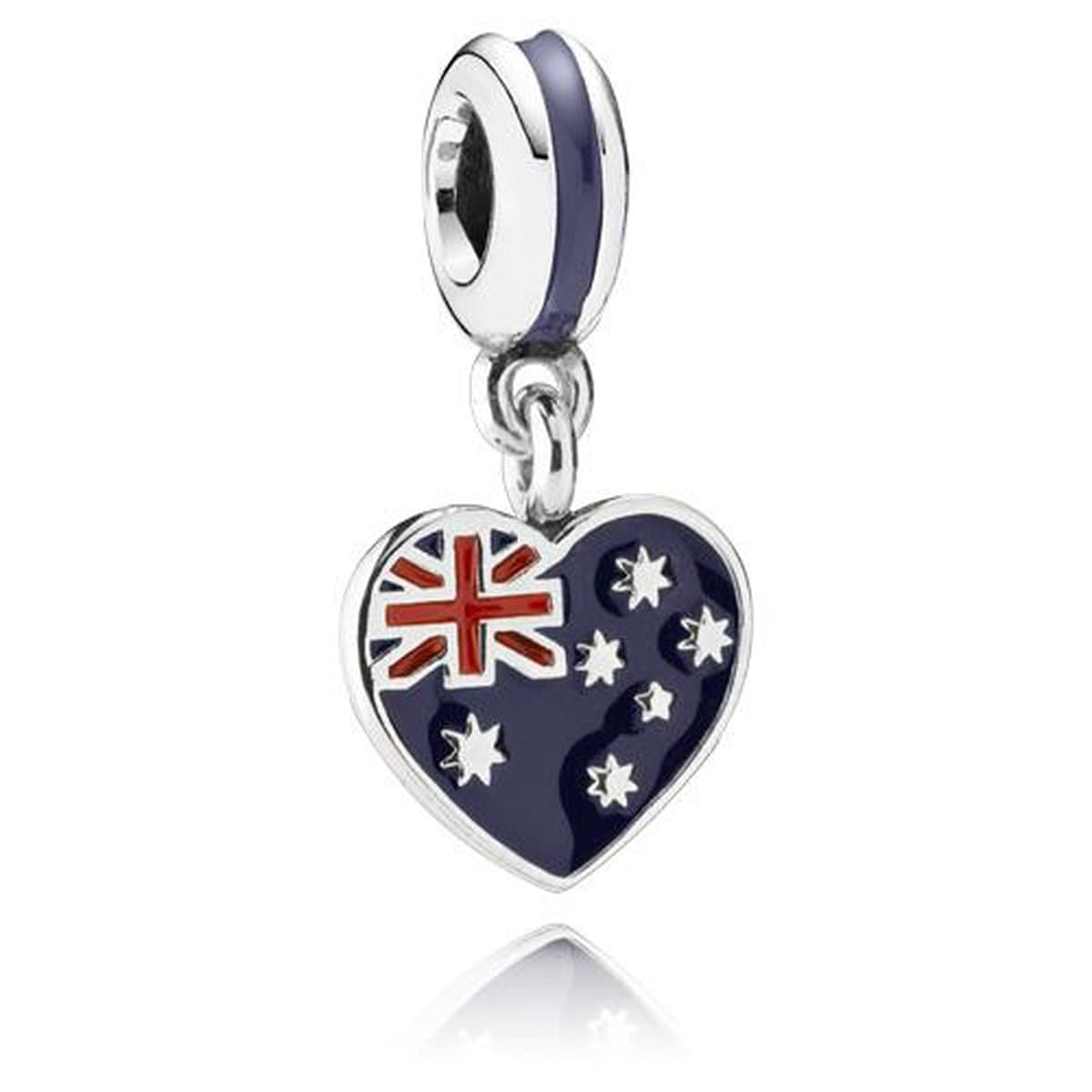 Shaded Oversætte Tarmfunktion Australian Heart Flag, Blue & Red Enamel Charm - 791415ENMX - Pandora