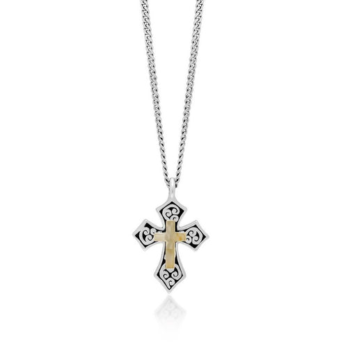 Alexia Double Sided Saint Cross Gold and Silver Necklace Pendant