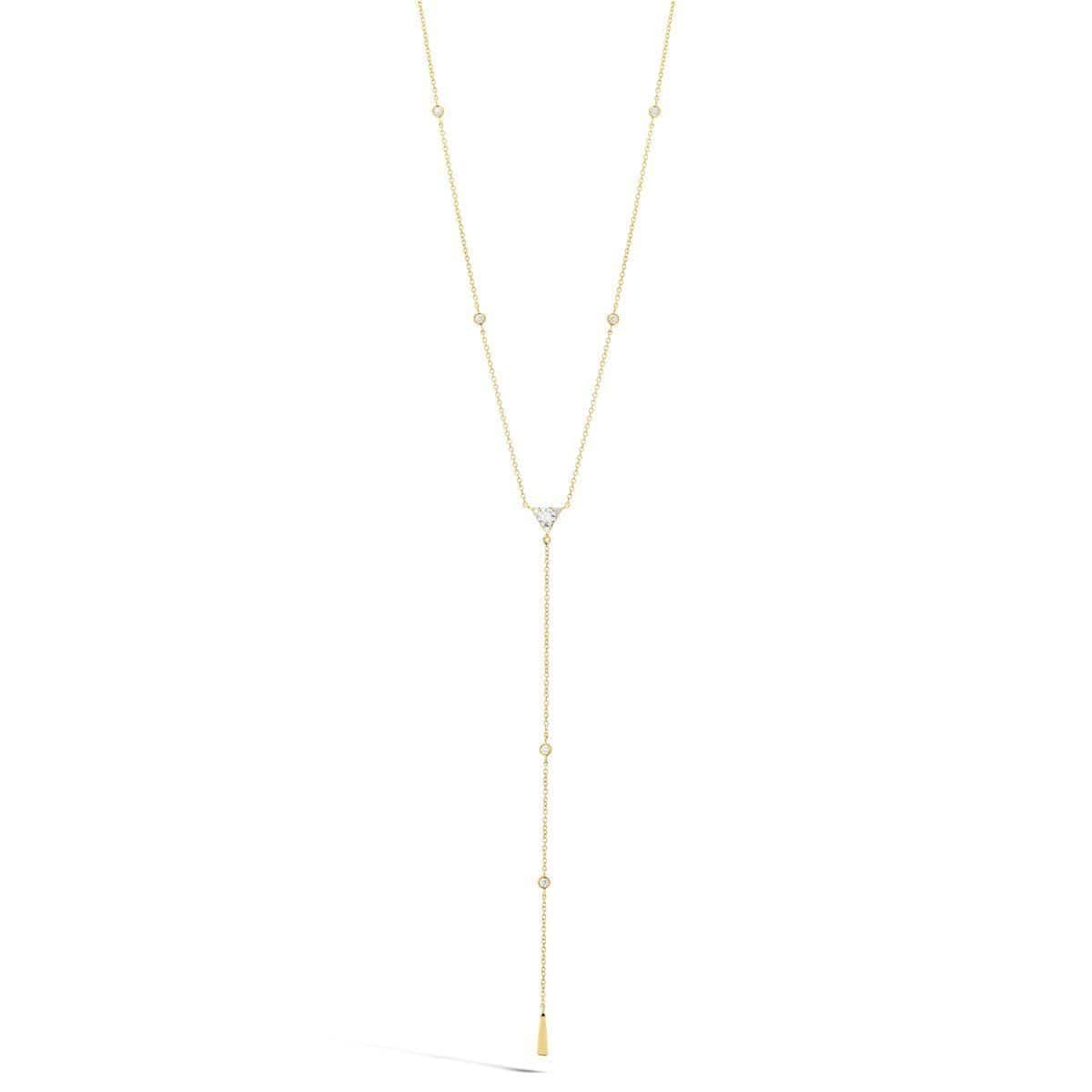 Triplicity Triangle Lariat Diamond Necklace - HFNTRIL00428 - Hearts on Fire