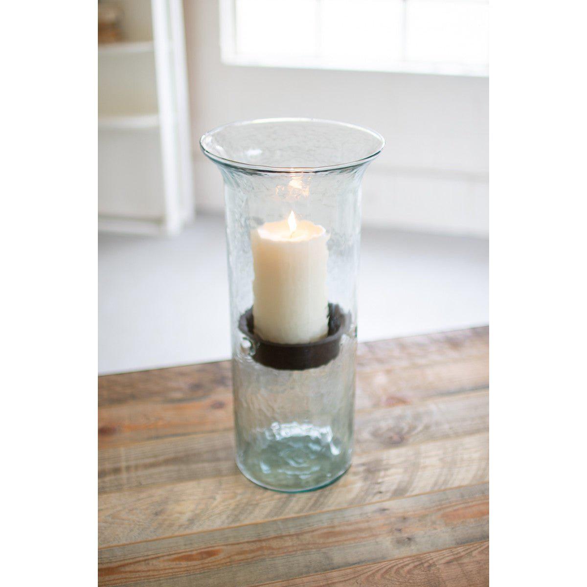 Kalalou - MINI GLASS CANDLE CYLINDERS W RUSTIC INSERT - LARGE - CV1020